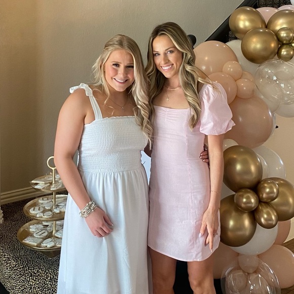 Puff sleeve pink linen dress - Picture 8 of 8